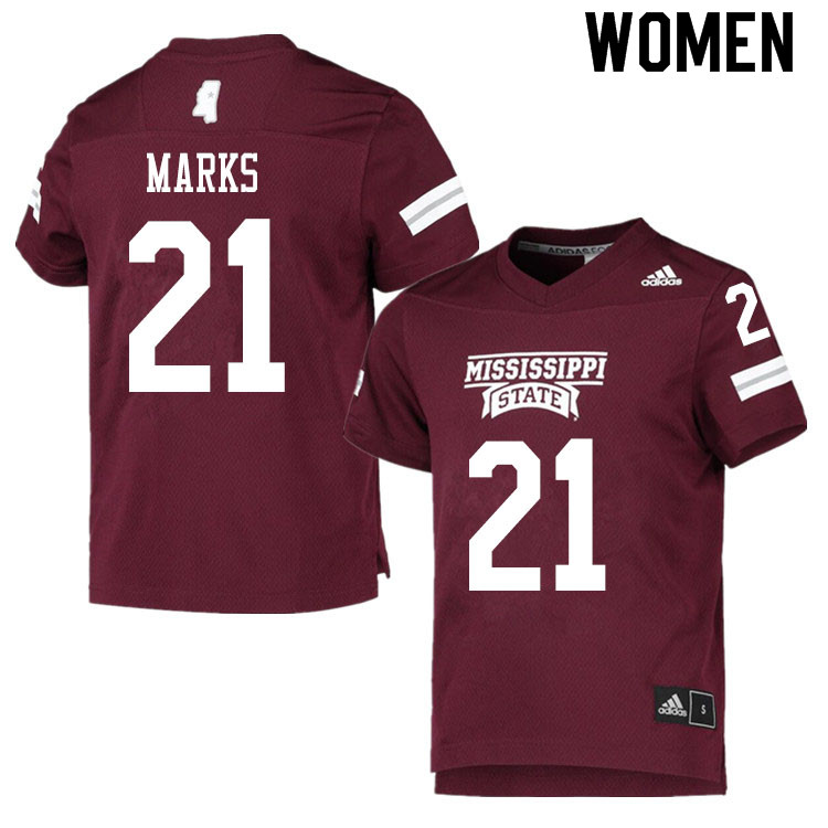 Women #21 Jo'quavious Marks Mississippi State Bulldogs College Football Jerseys Sale-Maroon